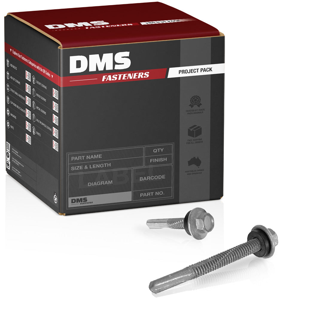 12g-24 x 65mm Series 500 Tek Screw Hex No 5 Extended Point with NEO Seal Galvanised