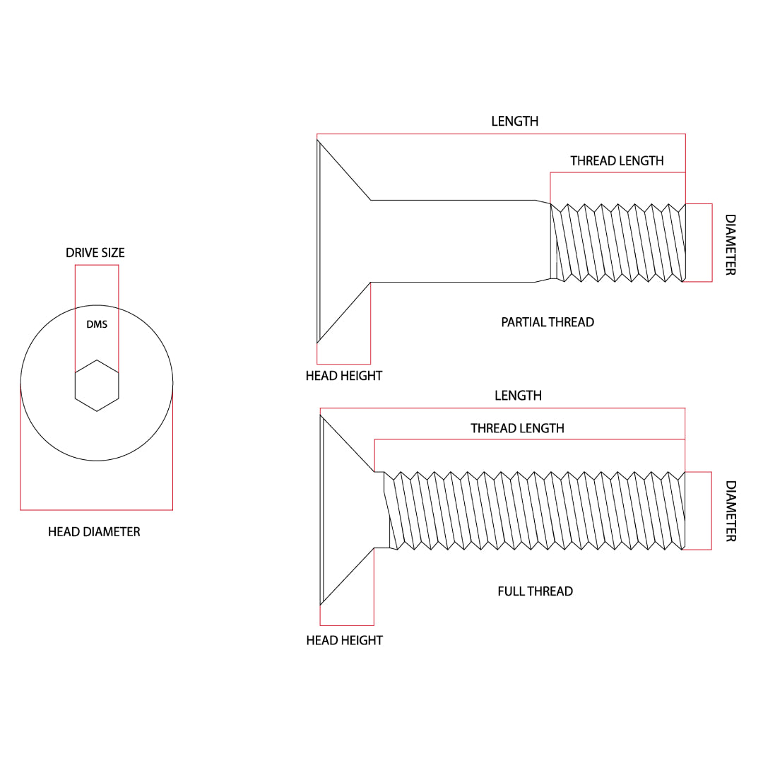 M4 x 8mm Flat Head Countersunk Socket Screw Allen G304 Stainless Steel