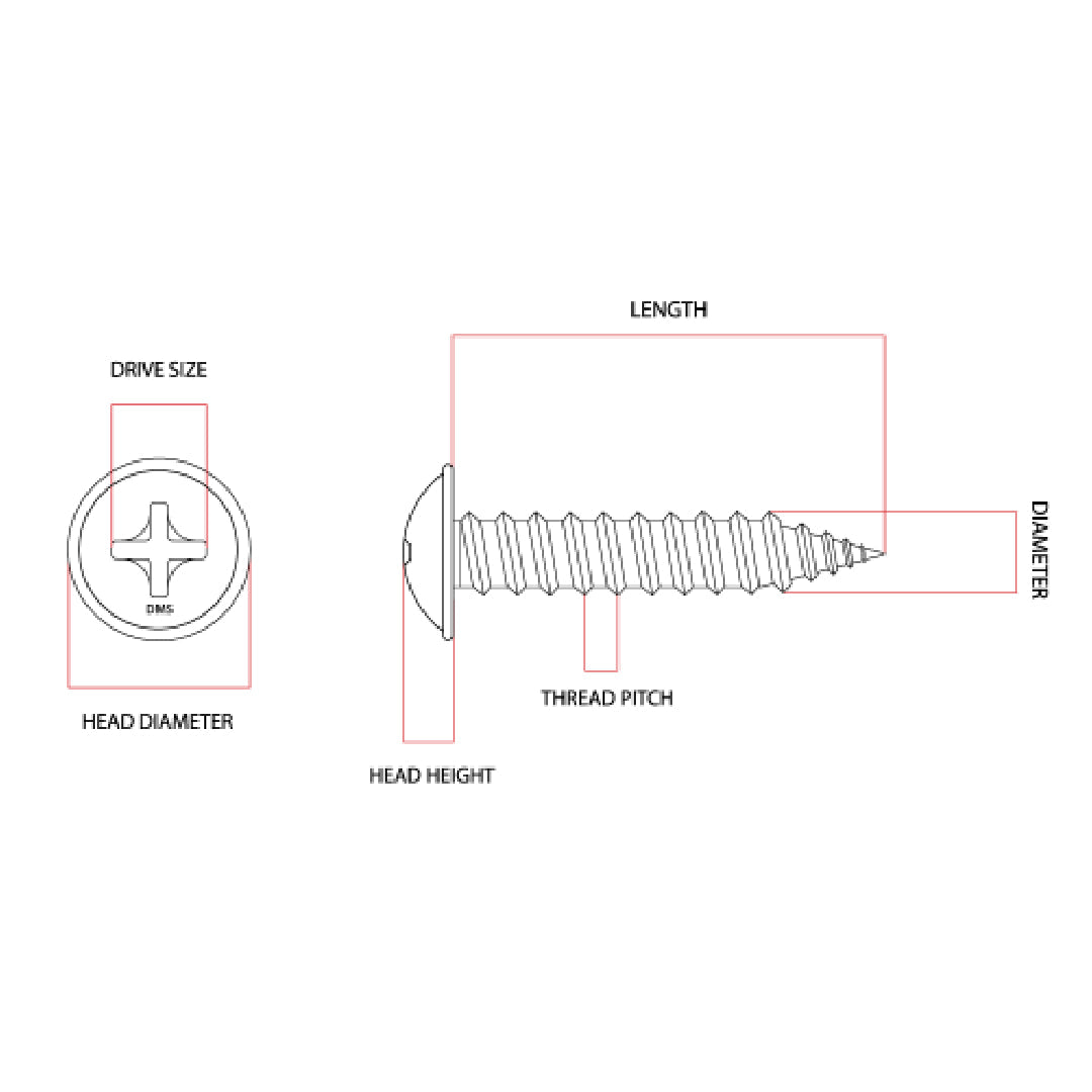 8g-15 x 25mm Button Stitching Screw Needle Point Phillips Galvanised