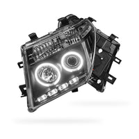 Nissan Navara D40 (2005 - 2014) Black CCFL Angel Eyes Projector Headlights LH + RH