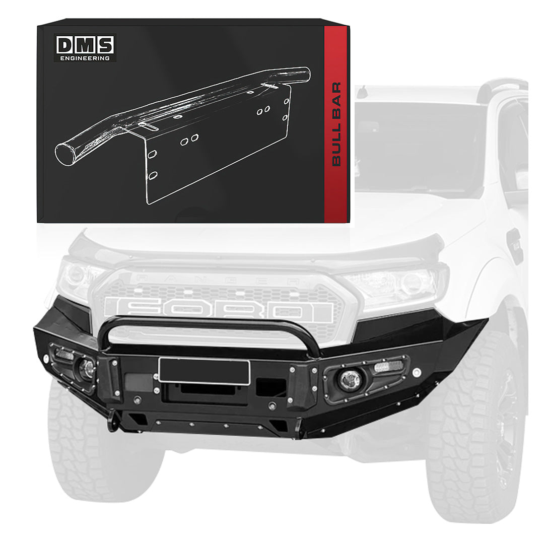 Ford Ranger PK MK2 / MK3 (2015 - 2021) Steel Bull Bar + LED Lights ...