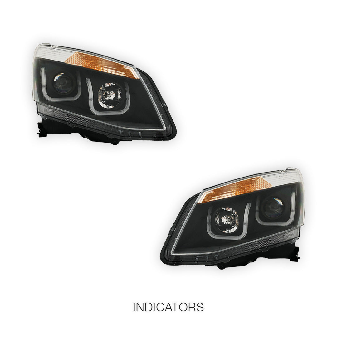 Isuzu D-MAX (2012 - 2016) Black Eagle U-Shape Halo Angel Eyes Headlights LH + RH