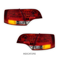 Audi S4 B7 (2005 - 2008) Clear Red LED Tail Lights LH + RH