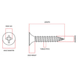 6g x 35mm Drywall Gyprock Screw Bugle Head Phillips Self Tapping Zinc Yellow (Fine Thread)