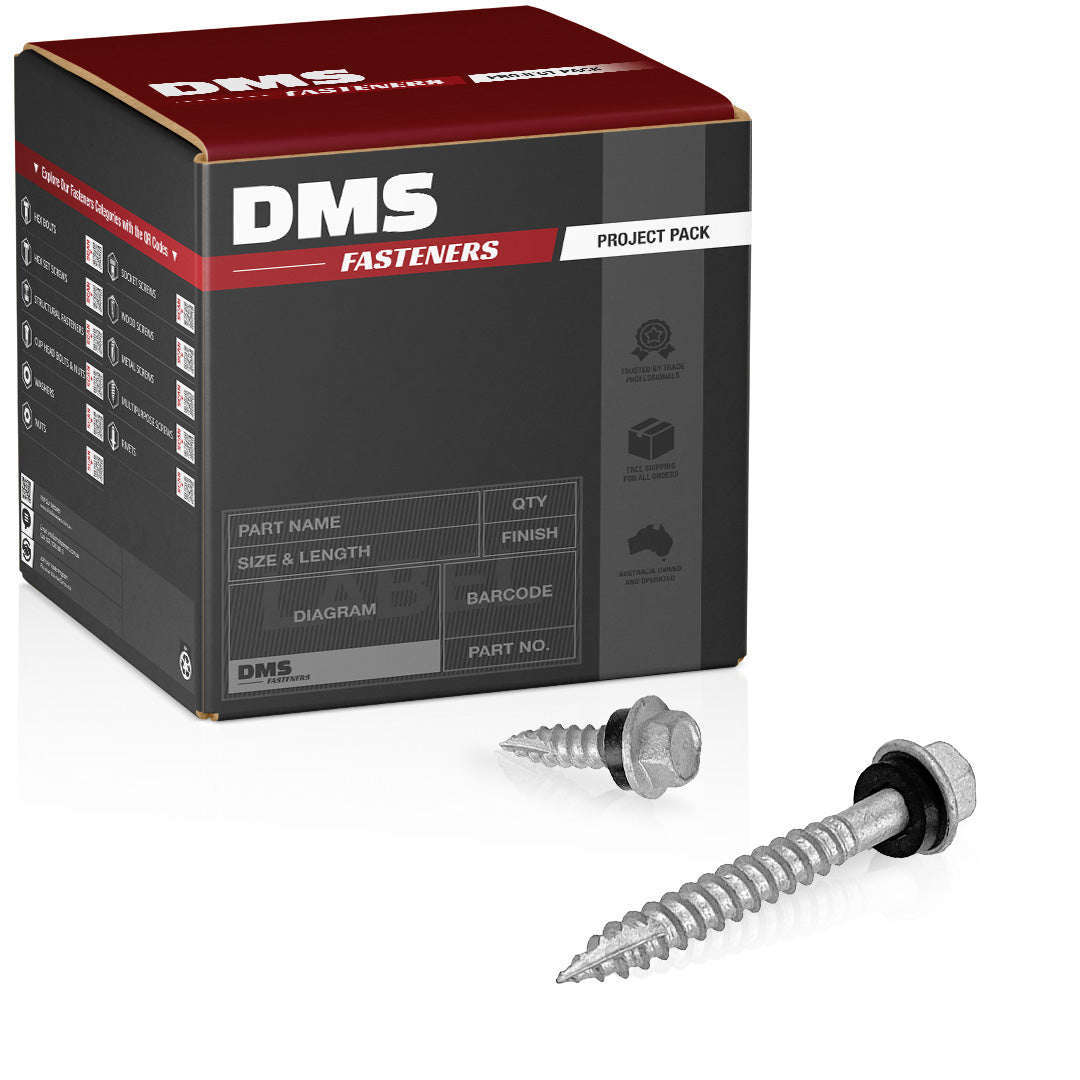 14g-10 x 75mm Hex Head Type 17 Self-Drilling Screw Tek with NEO Seal Galvanised DMS Fasteners