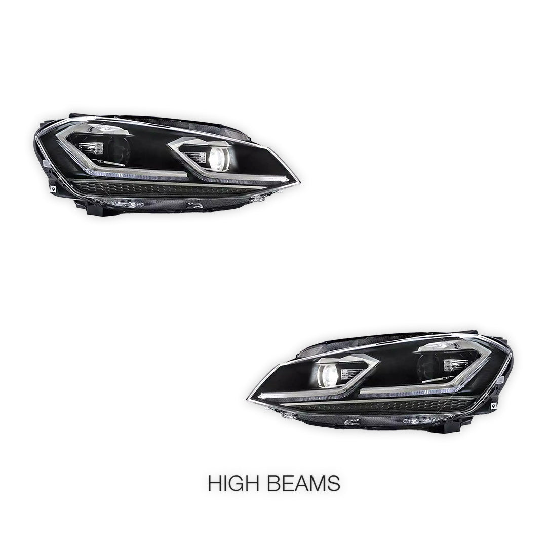 Volkswagen Golf VII MK7 (2013 - 2018) Dual Beam Projector Sequential Headlights LH + RH