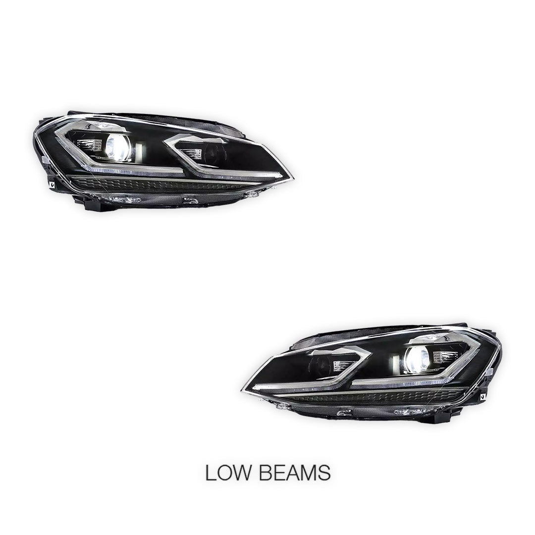 Volkswagen Golf VII MK7 (2013 - 2018) Dual Beam Projector Sequential Headlights LH + RH