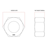 M12 1.75p Metric Coarse Hex Nut Class 8 Zinc