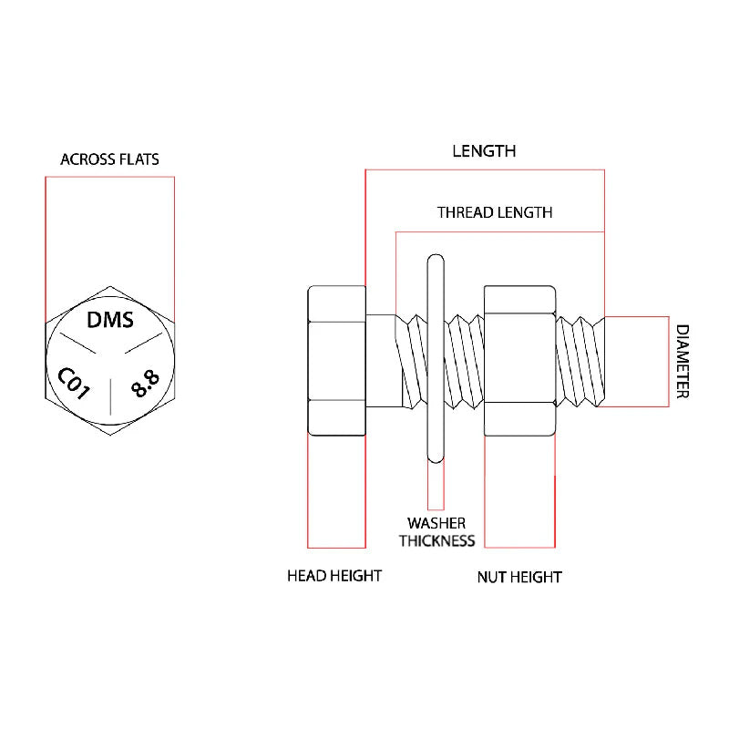 M16 x 60mm Structural Assembly K0 AS1252:2016 Class 8.8 Galvanised