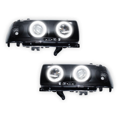 Toyota LandCruiser 80 Series (1990 - 1997) Halo Angel Eyes Projector Headlights LH + RH