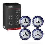 Mercedes-Benz C-Class W201 / W202 / W203 / W204 / W205 / W206 (1984 - 2024) 4 Pcs. 75mm Blue Wheel Centre Caps
