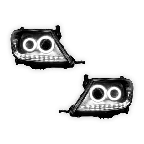 Toyota Hilux N70 (2005 - 2015) Halo Angel Eyes Projector Headlights LH + RH