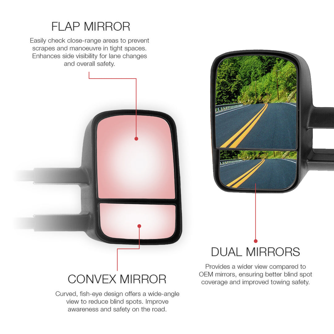 Nissan Navara D40 (2005 - 2015) Extendable Towing Side Mirrors