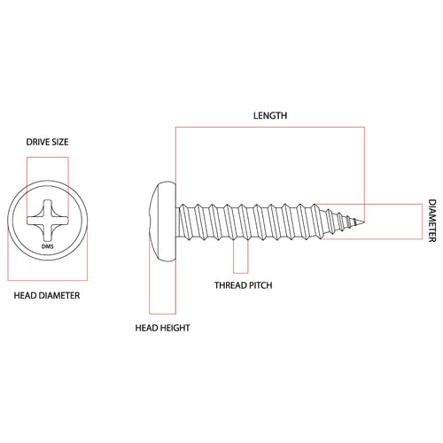 10g x 20mm Pan Self Tapping Screw Phillips Stainless Steel G302 / G304 A2