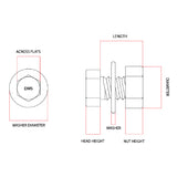 M16 x 30mm 2.00p Purlin Hex Bolt Mild Steel Class 4.6 Zinc