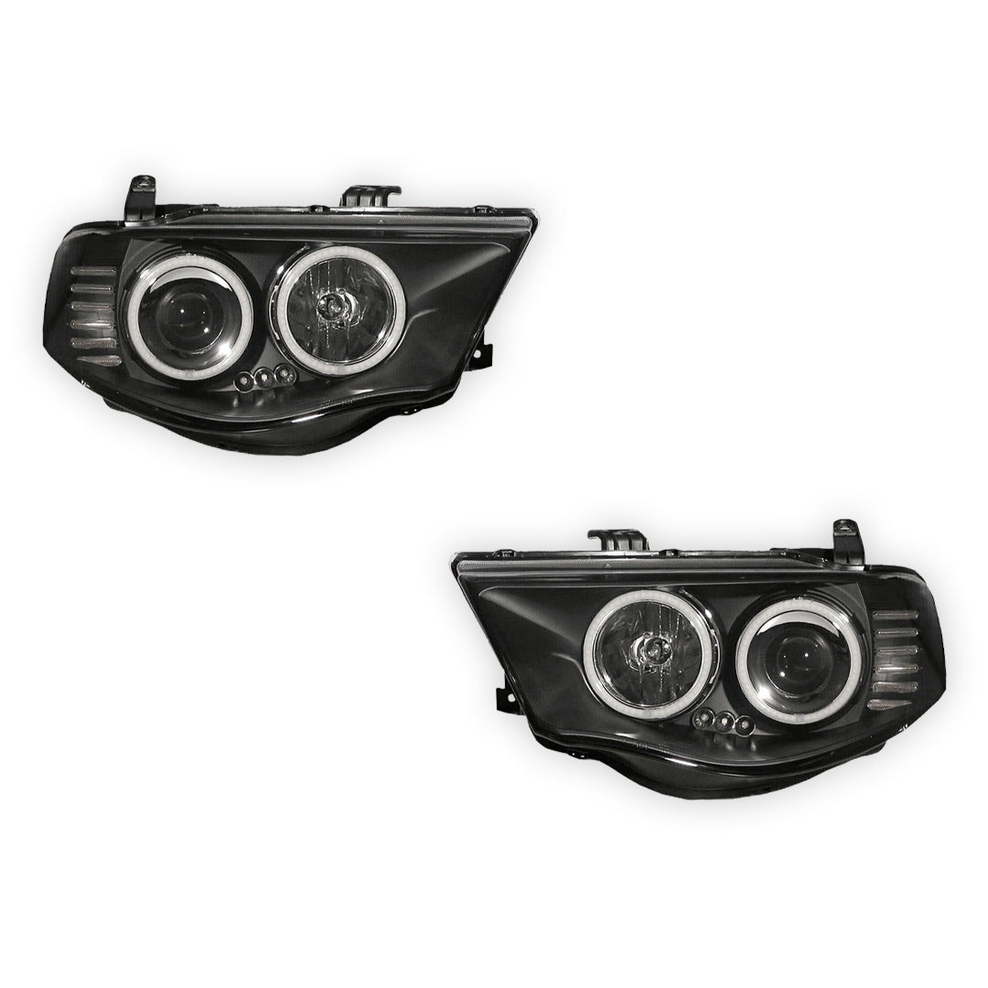 Mitsubishi Triton ML MN (2006 - 2015) BLACK Series Halo Angel Eyes Projector Headlights LH + RH