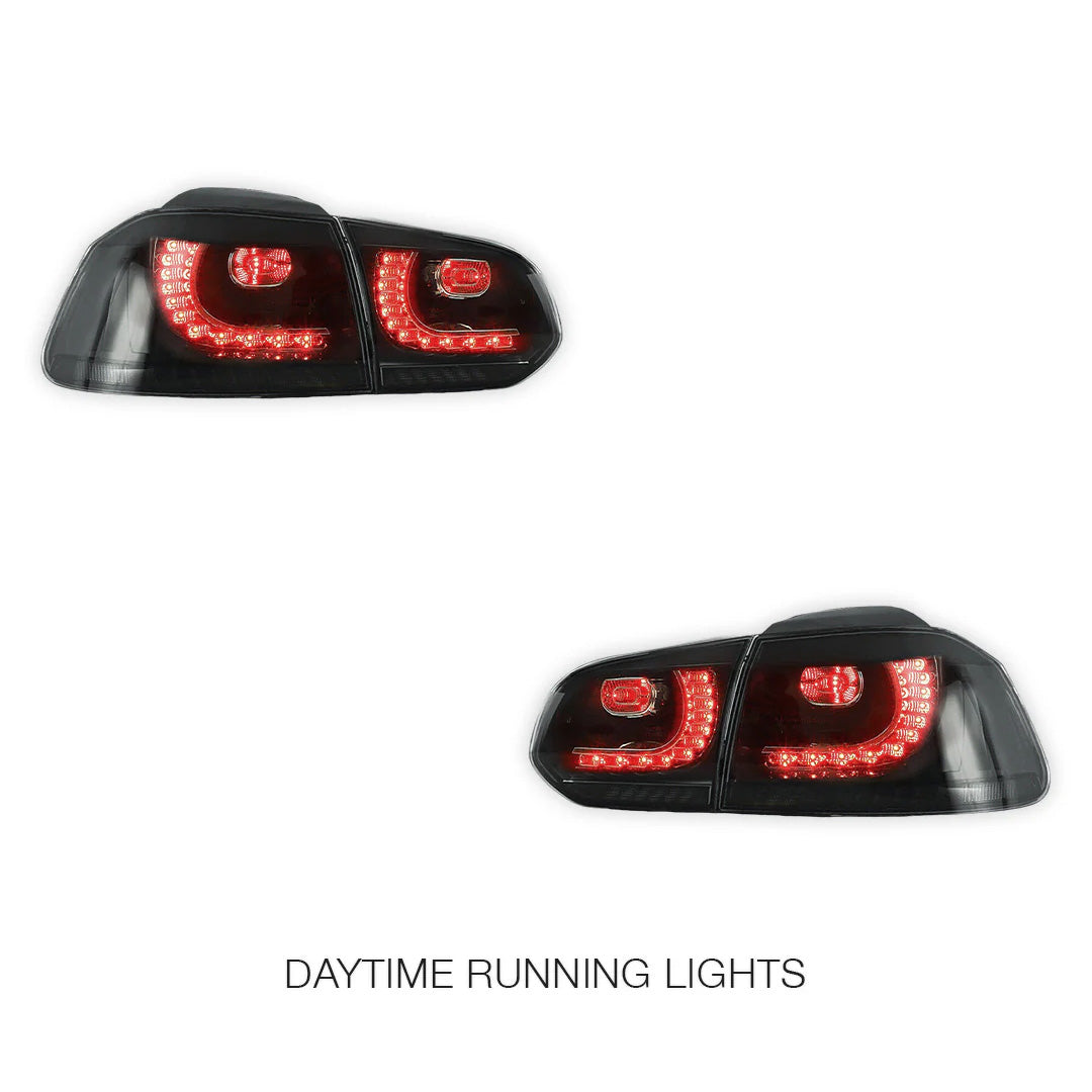 Volkswagen Golf VI MK6 (2008 - 2012) Sequential Black Smoked Tail Lights LH + RH