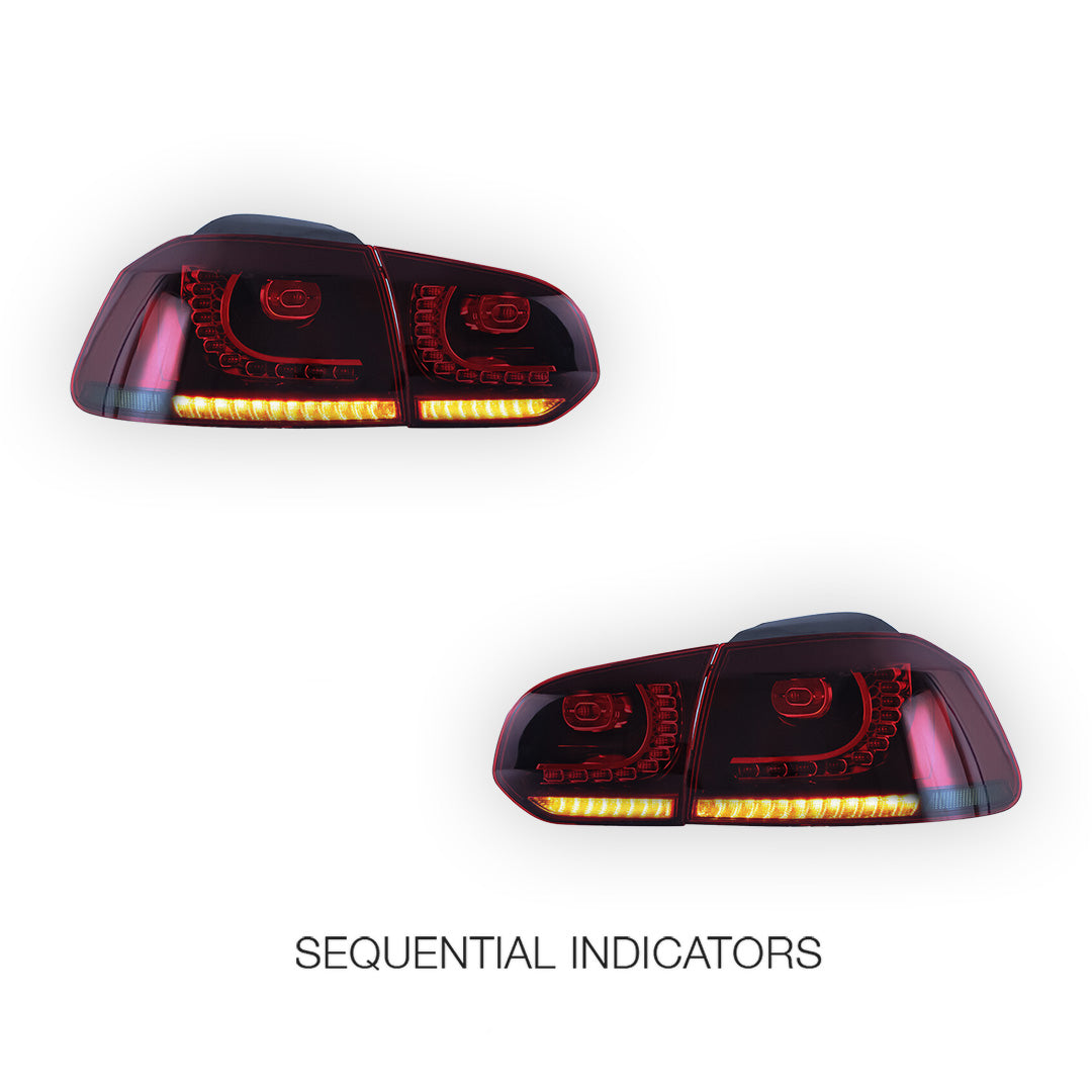 Volkswagen Golf VI MK6 (2008 - 2014) Sequential Red Tail Lights LH + RH