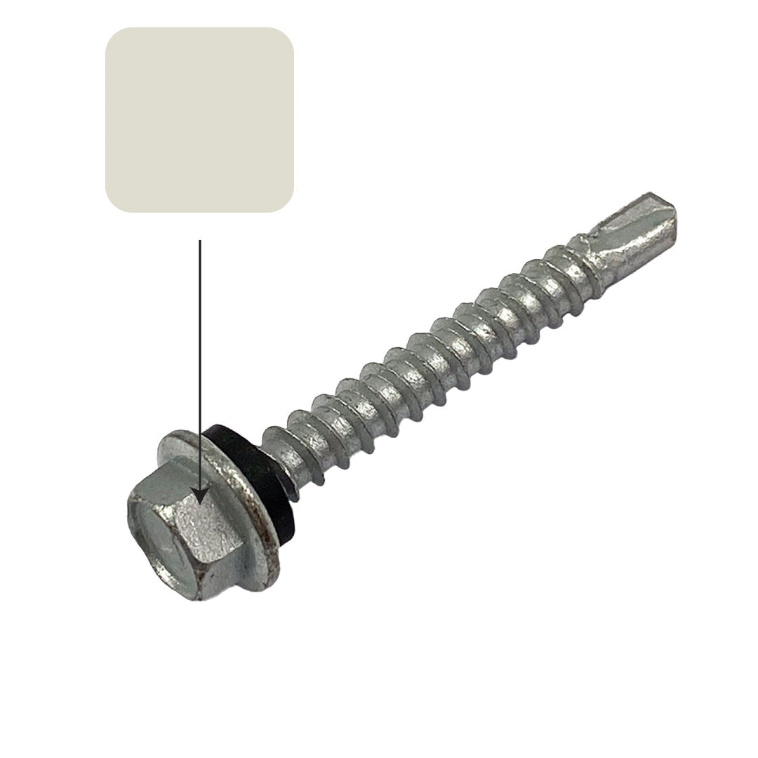 Surfmist Colorbond 10g-16 x 16mm Hex Head Self Drilling Screw Tek with NEO Seal Galvanised