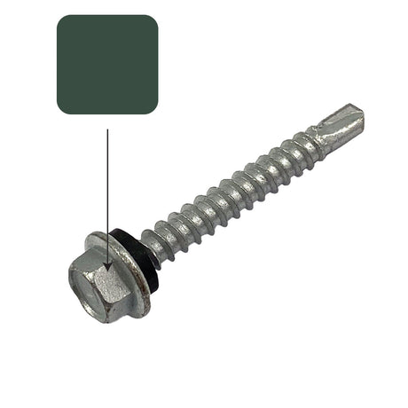 Cottage Green Colorbond 10g-16 x 16mm Hex Head Self Drilling Screw Tek with NEO Seal Galvanised