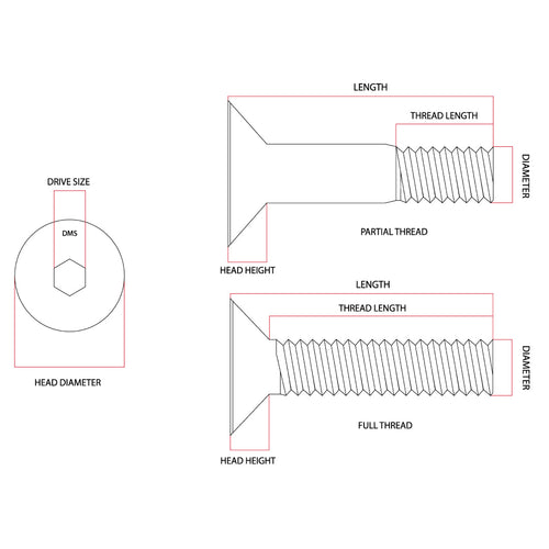 M3 x 8mm Flat Head Countersunk Socket Screw Allen G304 Stainless Steel