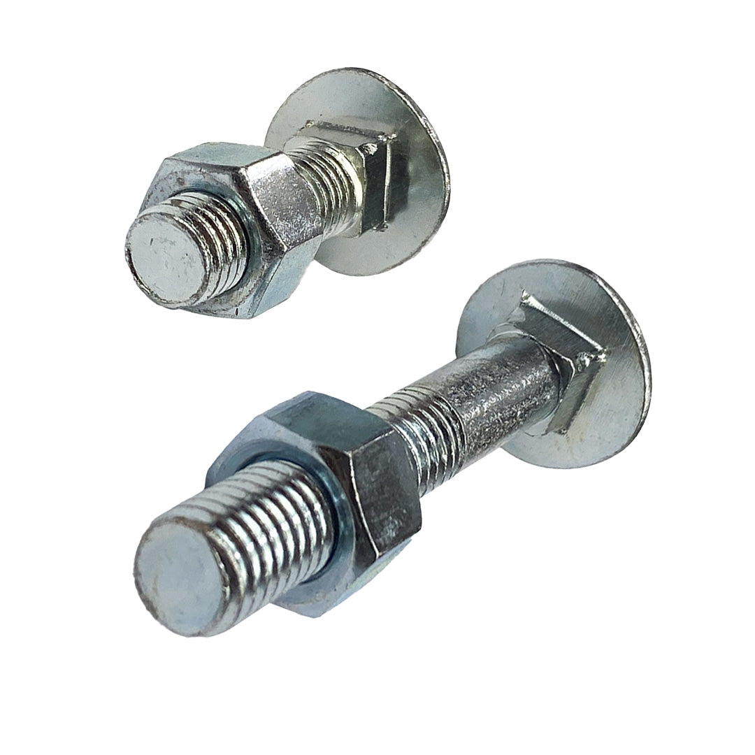 M8 x 65mm Cup Head Bolt & Nut Class 4.6 Zinc