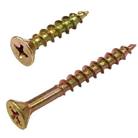 8g-10 x 25mm Countersunk Chipboard Self-Tapping Screw Phillips Zinc Yellow DMS Fasteners