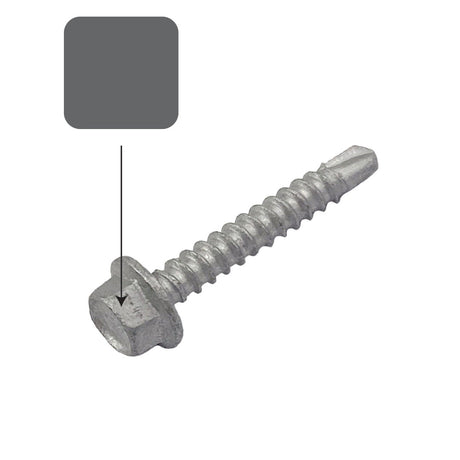 Basalt Colorbond 10g-16 x 16mm Hex Head Self Drilling Screw Tek Galvanised