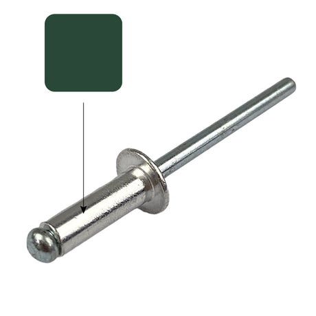 Brunswick Green AS4-3 Rivet Dome Pop Blind (3.2mm x 8mm) Aluminium Steel