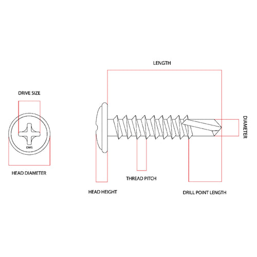 8g-18 x 12mm Button Self Drilling Screw Tek Phillips Galvanised