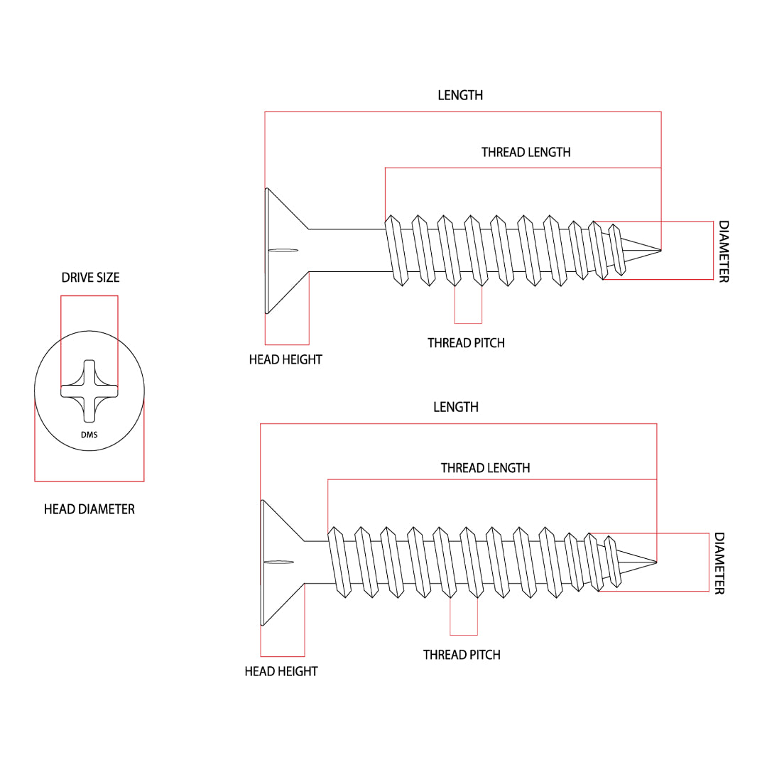 8g-10 x 57mm Countersunk Chipboard Self-Tapping Screw Phillips Galvanised DMS Fasteners