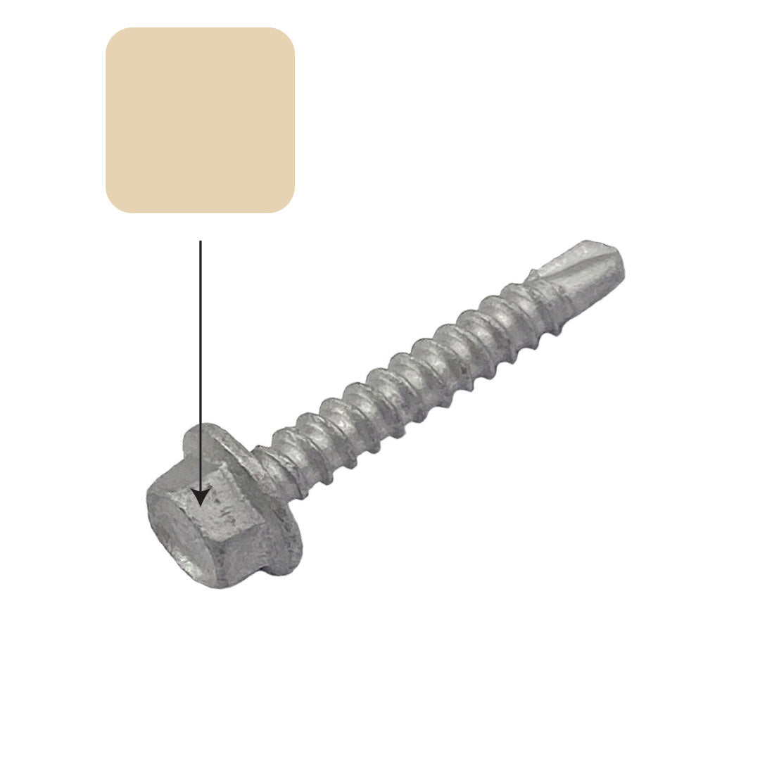 Classic Cream Colorbond 10g-16 x 16mm Hex Head Self Drilling Screw Tek Galvanised