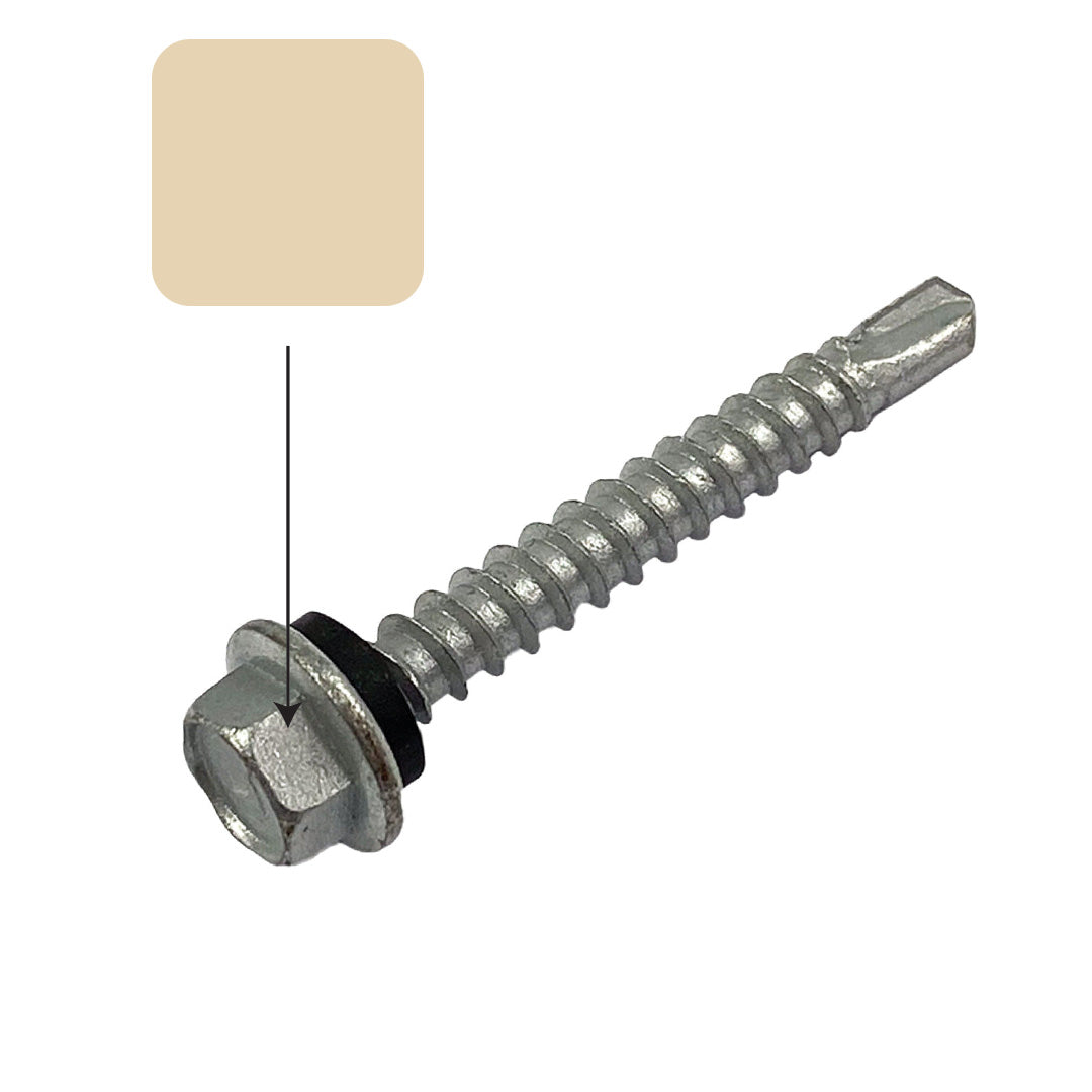 Classic Cream Colorbond 10g-16 x 16mm Hex Head Self Drilling Screw Tek with NEO Seal Galvanised