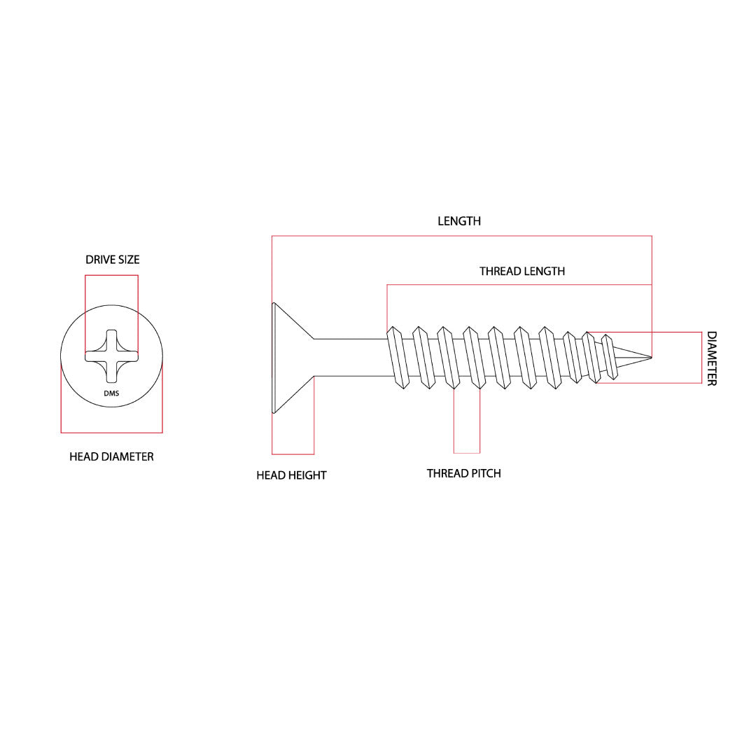 8g x 45mm Countersunk Self Tapping Screw Phillips Zinc Plated