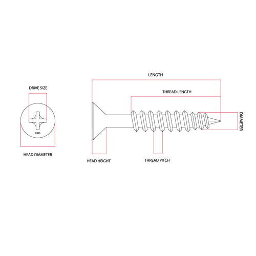 14g x 25mm Countersunk Self Tapping Screw Phillips Zinc Plated