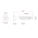 10g x 32mm Countersunk Self Tapping Screw Phillips Stainless Steel G302 / G304 A2