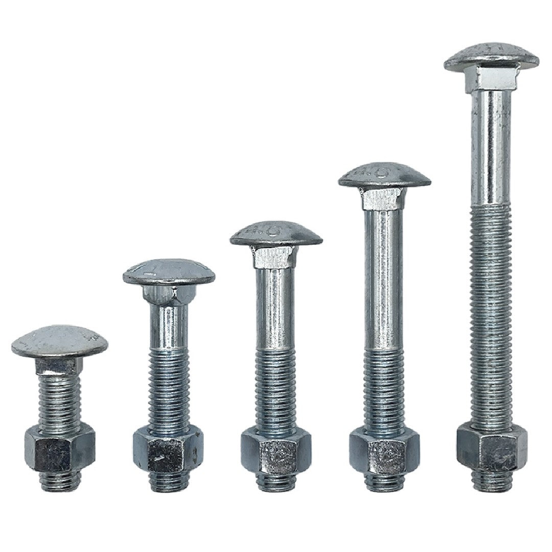 M8 x 65mm Cup Head Bolt & Nut Class 4.6 Zinc DMS Fasteners