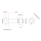 M12 x 50mm Cup Head Bolt & Nut Class 4.6 Zinc (Full Thread)
