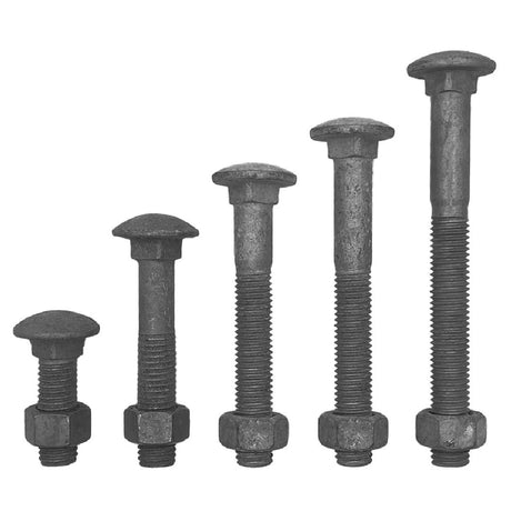 M8 x 75mm Cup Head Bolt & Nut Class 4.6 Galvanised DMS Fasteners