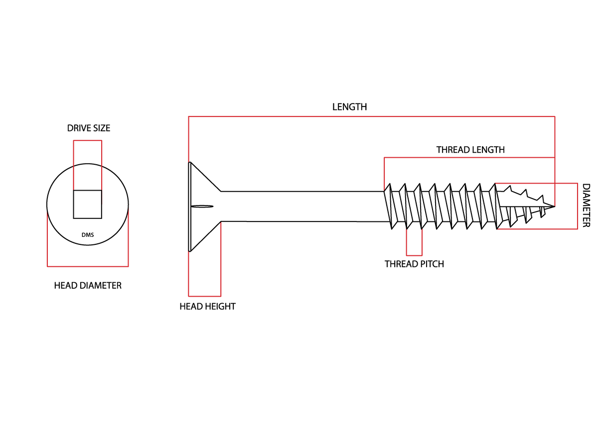 10g-12 x 40mm Decking Screw Square Drive Type 17 G304 Stainless Steel