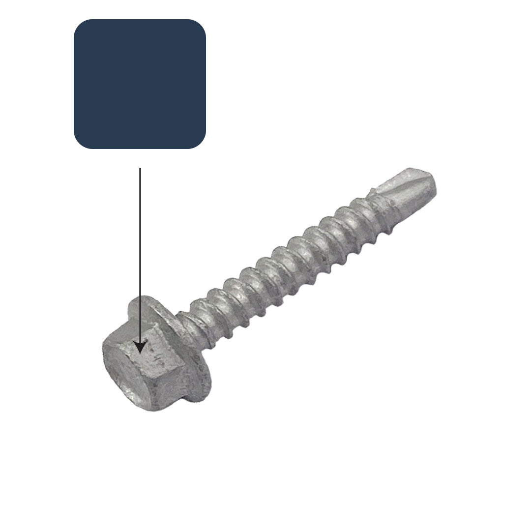 Deep Ocean Colorbond 10g-16 x 16mm Hex Head Self Drilling Screw Tek Galvanised