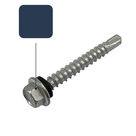 Deep Ocean Colorbond 10g-16 x 16mm Hex Head Self Drilling Screw Tek with NEO Seal Galvanised