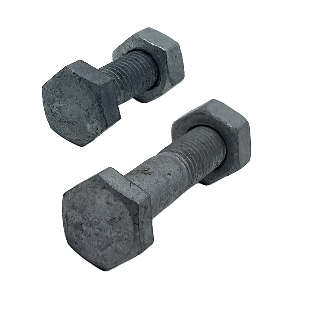 M12 x 60mm 1.75p Coarse Hex Bolt and Nut Mild Steel Class 4.6 Galvanised