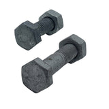 M20 x 190mm 2.50p Coarse Hex Bolt and Nut Mild Steel Class 4.6 Galvanised