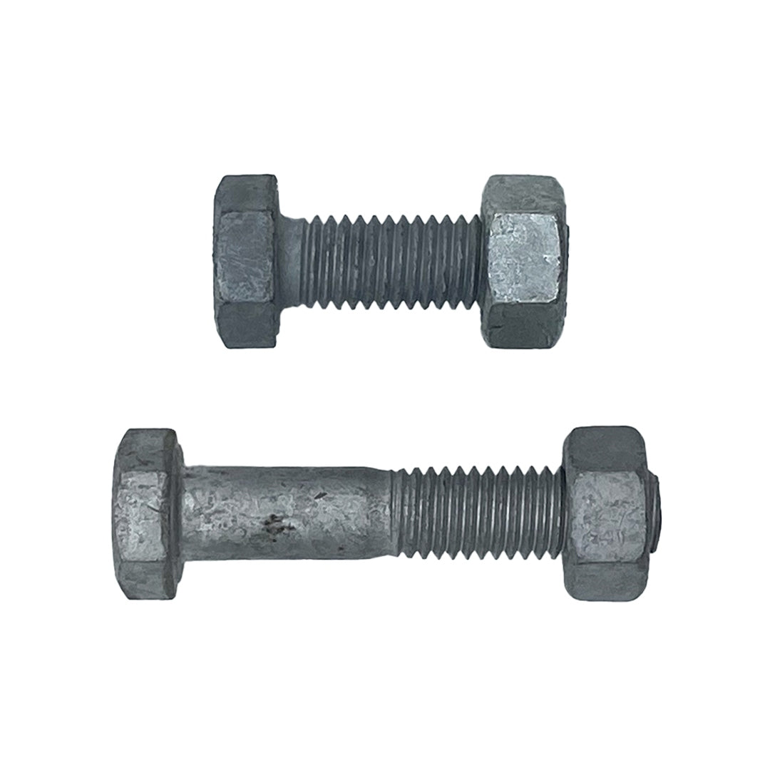 M20 x 625mm 2.50p Coarse Hex Bolt and Nut Mild Steel Class 4.6 Galvanised