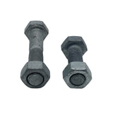 M20 x 625mm 2.50p Coarse Hex Bolt and Nut Mild Steel Class 4.6 Galvanised