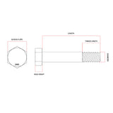 M12 x 75mm 1.50p Metric Fine Hex Bolt High Tensile Class 10.9 Zinc Plated