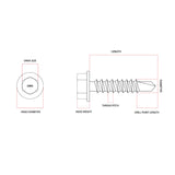 Monument Colorbond 10g-16 x 16mm Hex Head Self Drilling Screw Tek Galvanised