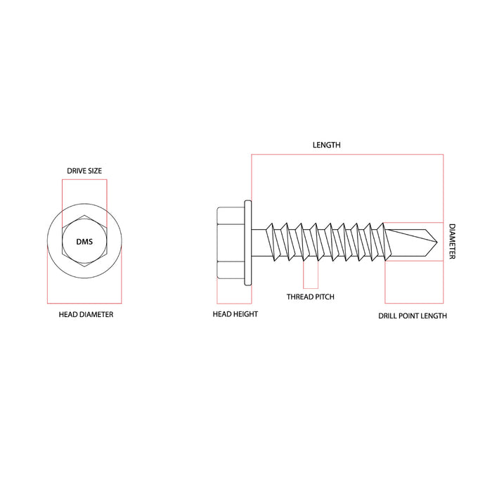 Colorbond Blue Ridge Blue Ridge Colorbond 10g-16 x 16mm Hex Head Self Drilling Screw Tek Ga ...
