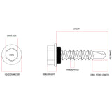 8g-18 x 12mm Hex Self Drilling Screw Tek with NEO Seal Galvanised